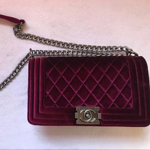 Burgundy velvet bag
